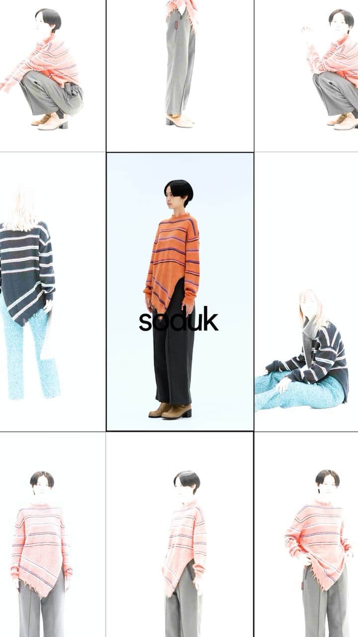 sodukのインスタグラム：「fall winter 23 collection striped knit is available in orange and black.  videography: @atsukiito_   #soduk #soduk23fw」