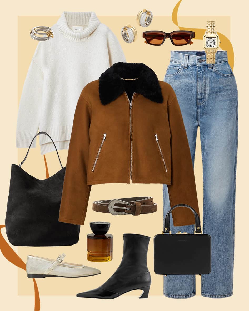 ネッタポルテのインスタグラム：「MOST WANTED: Shop the brand-new arrivals our editors are lusting after – including a snuggly shearling jacket by @nourhammour_paris (new to NET-A-PORTER) and the perfect straight-leg jeans, courtesy of @khaite_ny.  Tap the link in bio to shop at #NETAPORTER.」