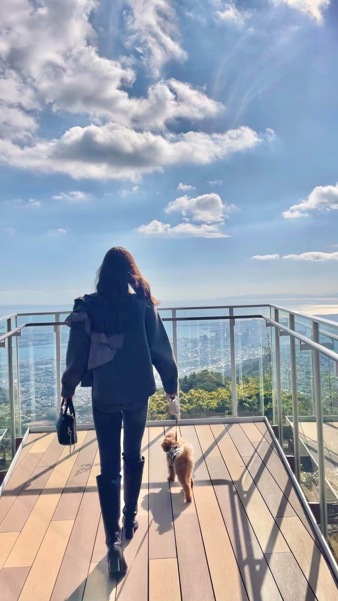 岩下えみのインスタグラム：「⁡ リオン君とお出かけ♥︎( ˙꒳​˙ ) 自然いっぱいで癒された〜🌳☕️ ⁡ ⁡ #653cafe#愛犬とお出かけ#兵庫カフェ #六甲山#犬OKカフェ」