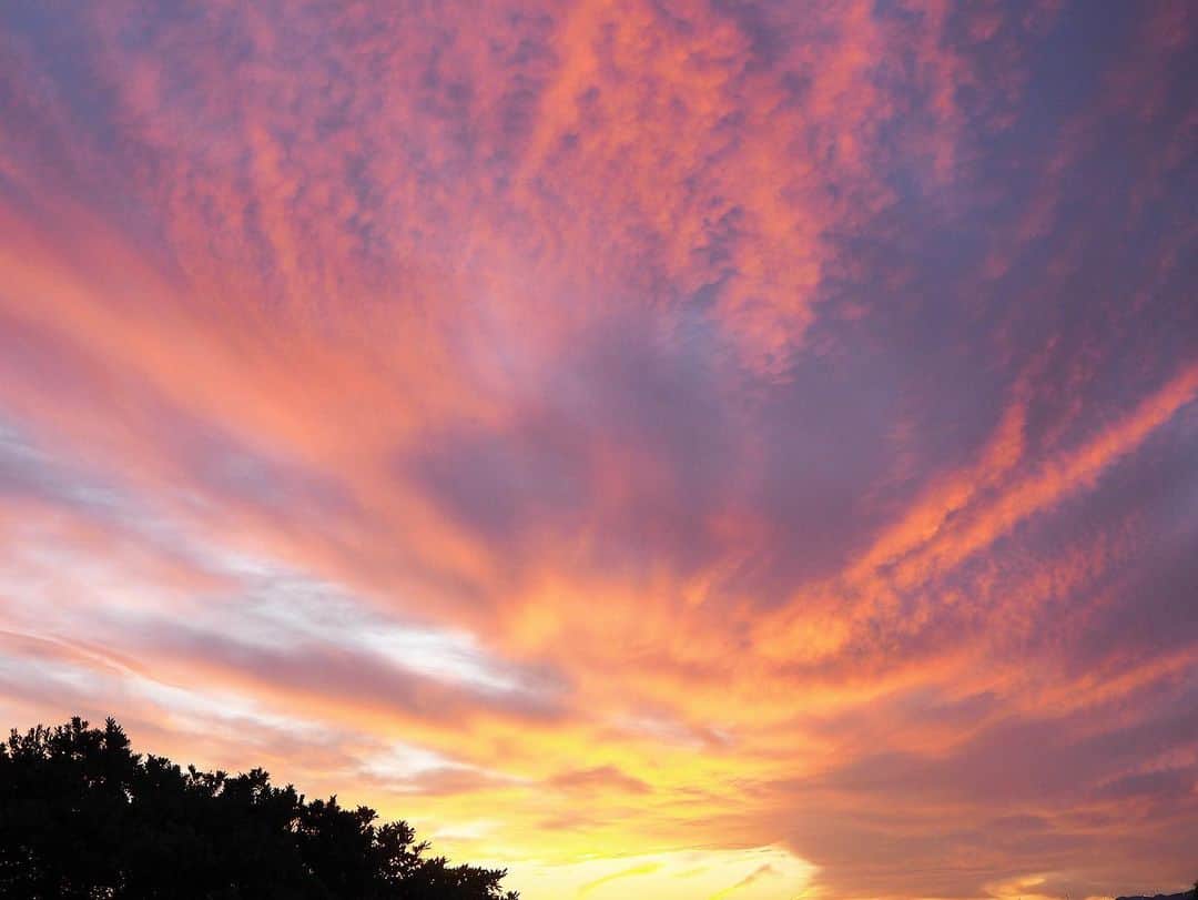 Sora Momoのインスタグラム：「今日の夕焼け ☺︎ 秋は夕焼けが綺麗ですね☺️ ☺︎ #夕焼け#夕焼け空#秋の空#久しぶりに撮りました」