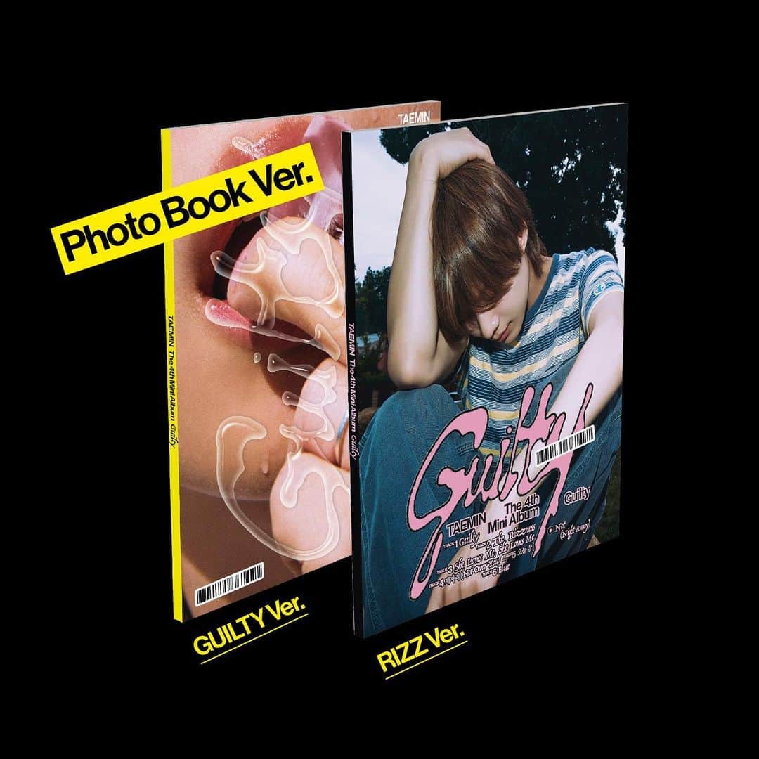 SHINeeのインスタグラム：「TAEMIN 태민 The 4th Mini Album 〖Guilty〗  Packshot - Photo Book Ver. (RIZZ Ver. / GUILTY Ver.)  ➫ 2023.10.30 6PM KST  #TAEMIN #태민 @xoalsox  #SHINee #샤이니 #Guilty #TAEMIN_Guilty」