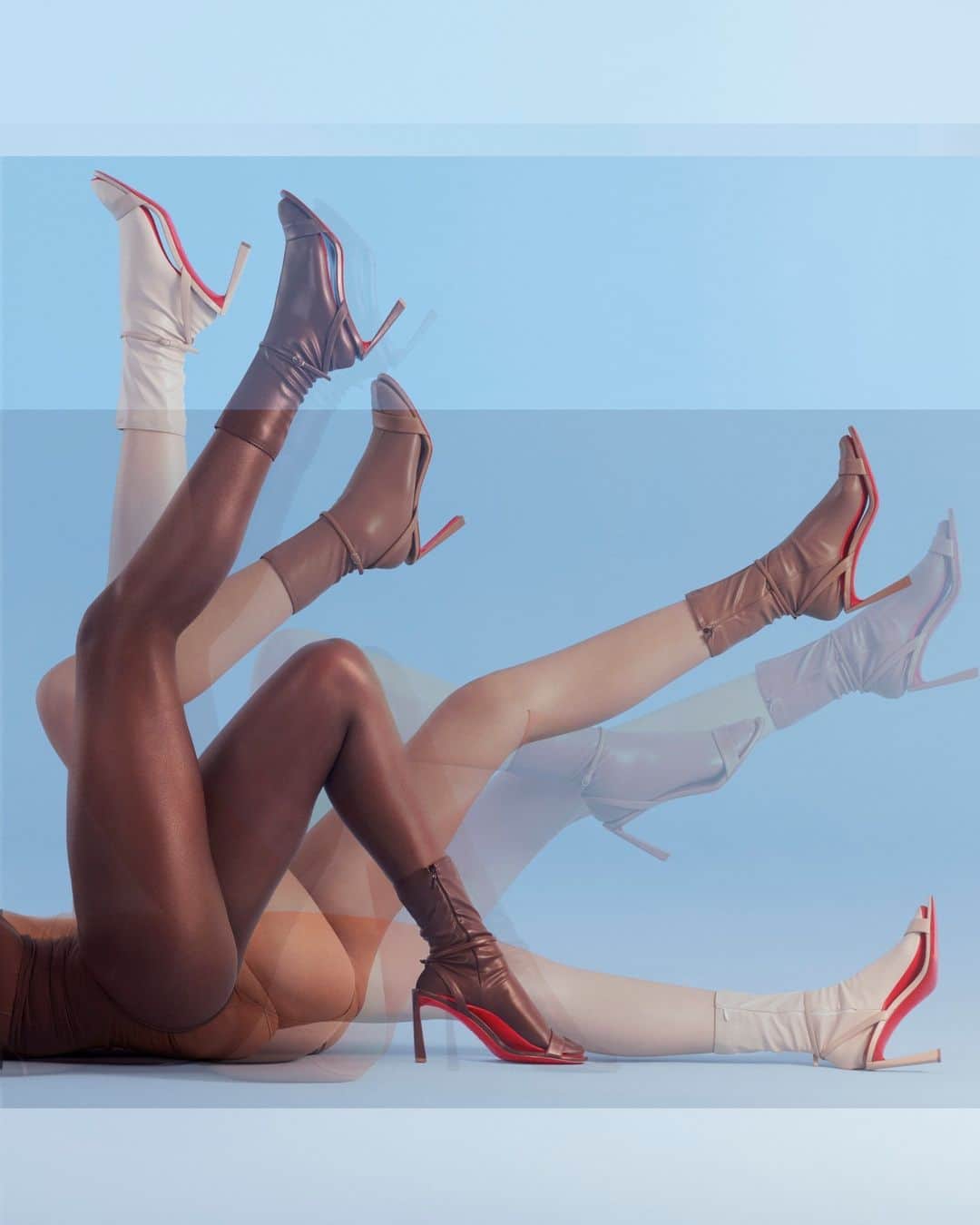 クリスチャンルブタンのインスタグラム：「Keep it tonal or mix it up with our leather sock and Condora Queen sandal combo, available in all our shades of Nude.   Photo by @Julien_Vallon #ChristianLouboutin」