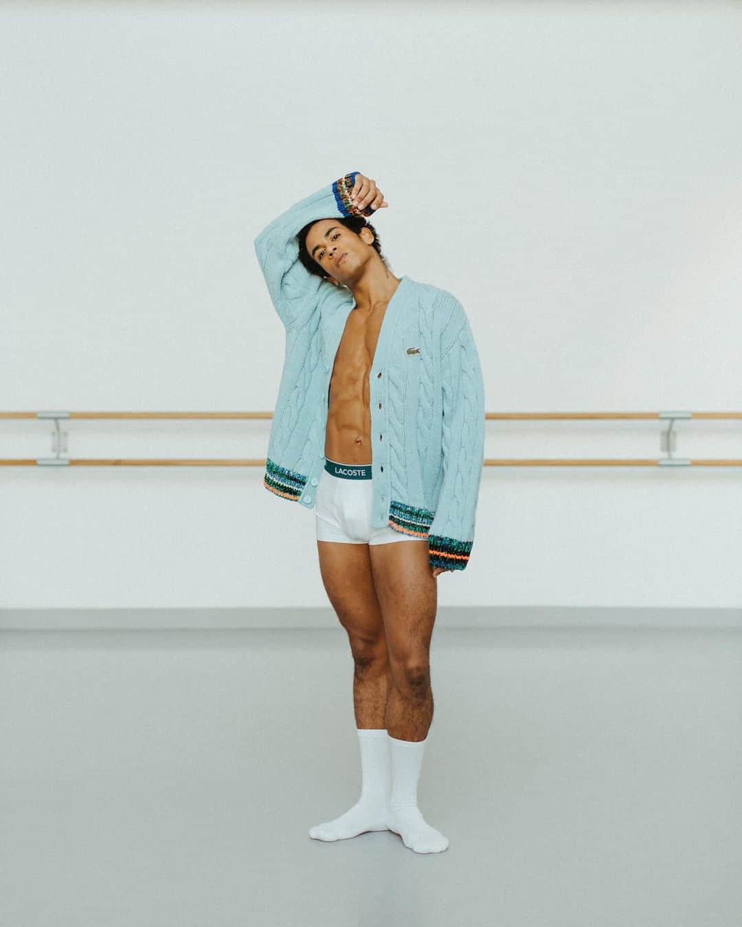Lacosteのインスタグラム：「@jack_gasztowtt and @mickael.lafon dance training in their Lacoste essentials ✨  Modern design meets premium comfort for the most graceful #LacosteUnderwear 🐊」