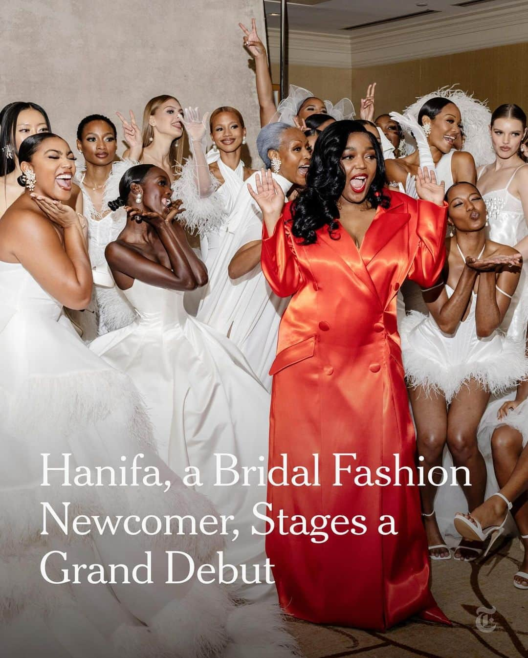 New York Times Fashionさんのインスタグラム写真 - (New York Times FashionInstagram)「Anifa Mvuemba, the founder of the clothing brand Hanifa, presented her first bridal collection, inspired by a luxury wedding complete with a cocktail hour and after-party in Middleburg, Virginia.  @hanifaofficial has a fervent fan base, loyal to Mvuemba’s vibrant dresses and knitwear. Now, Mvuemba is expanding into the bridal space, inadvertently closing Bridal Fashion Week, which took place Oct. 10-12 in New York. She presented her debut collection outdoors at the Salamander Resort and Spa, a Black-owned, women-owned luxury resort.  The event was set up like a wedding, all that was missing was a ring exchange. Women in matching pink custom Hanifa jumpsuits greeted guests, many of whom were dressed in cocktail attire from Hanifa’s previous collections.  See more from the show at the link in our bio. Photos by @jasoncandrew」10月23日 3時54分 - nytstyle