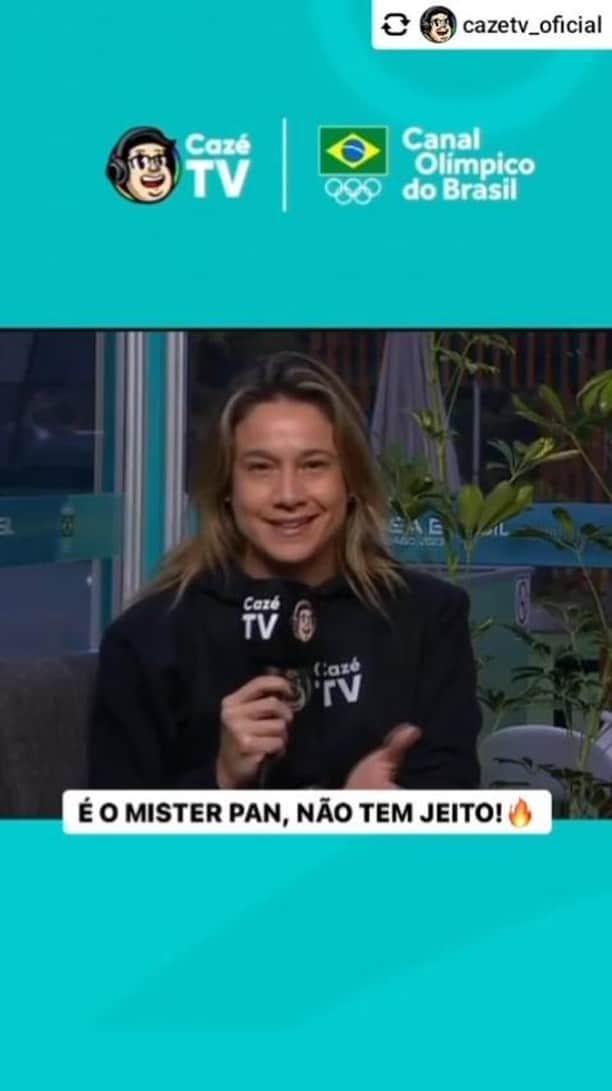 チアゴ・ペレイラのインスタグラム：「Pescoço tá é forte! 😂🏅 @gentilfernanda @cazetv_oficial 💪❤️  #PanNaCazéTV #JogosPanamericanos #Santiago2023」