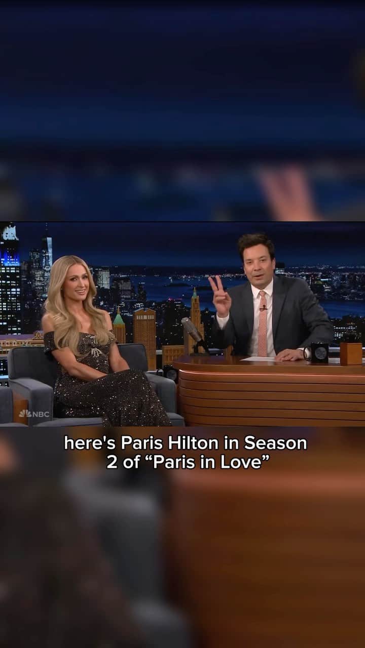 パリス・ヒルトンのインスタグラム：「It was so fun sharing a sneak peek of the newest season of Paris in Love on @FallonTonight with @JimmyFallon!! 💕 Stay tuned to find out when you can stream it on @Peacock ✨#ParisInLove」
