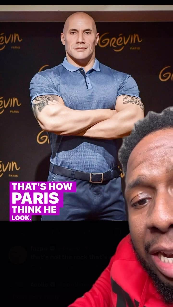 ドウェイン・ジョンソンのインスタグラム：「I knew my boy @jamesjeffersonj had this Rock wax statue in his roasting crosshairs 😂💣🔥   “is this how y’all felt when you lost the Little Mermaid?”  🤣 legit belly laughed at this ☝🏾   For the record, I’m going to have my team reach out to our friends at Grevin Museum, in Paris France 🇫🇷 so we can work at “updating” my wax figure here with some important details and improvements- starting with my skin color 🤣✊🏾💪🏾   And next time I’m in Paris, I’ll stop in and have a drink with myself 🥃 😉」
