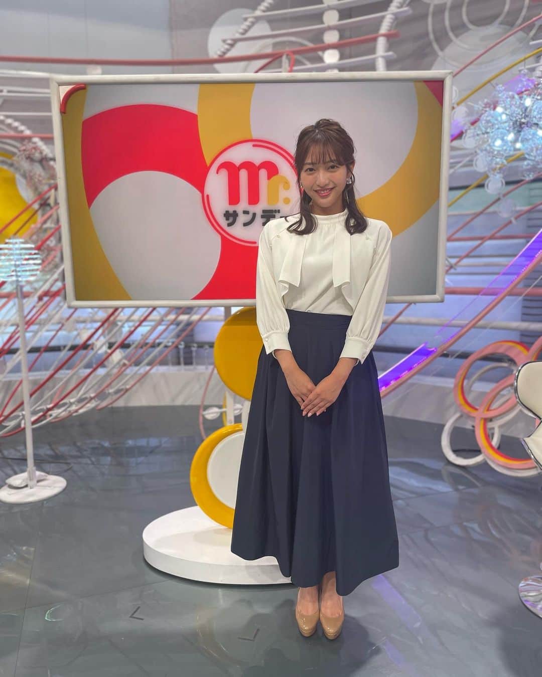 藤本万梨乃のインスタグラム：「* 今週もよろしくお願いします！！ #mrサンデー  #めざましテレビ」