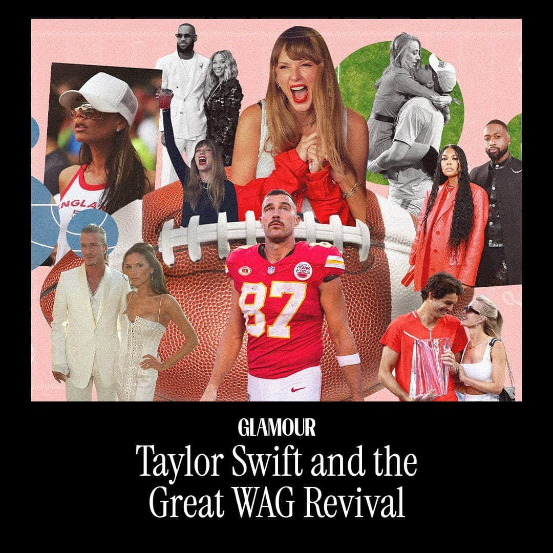 Glamour Magazineのインスタグラム：「In a matter of weeks, #TaylorSwift and #TravisKelce's fling has become a bustling micro-economy. Swift is not alone, though. WAGs—or the wives and girlfriends of professional sportsmen—are enjoying something of a renaissance right now. They're revered, reviled, and routinely underestimated, but the wives and girlfriends of professional athletes are a force to be reckoned with. Read the full story at the link in bio.」