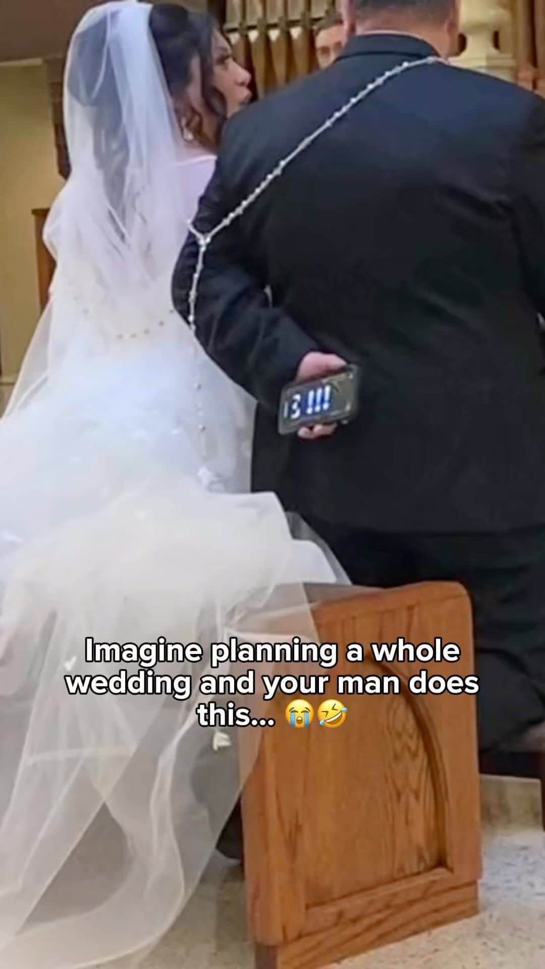 WEDDING APPARELのインスタグラム：「How he puts the phone in his pocket 😂 Was it worth it?  🎥 mrjexer via TT  Find your dream @weddings with us 🥰✨  #weddings #marriage #weddingfail」
