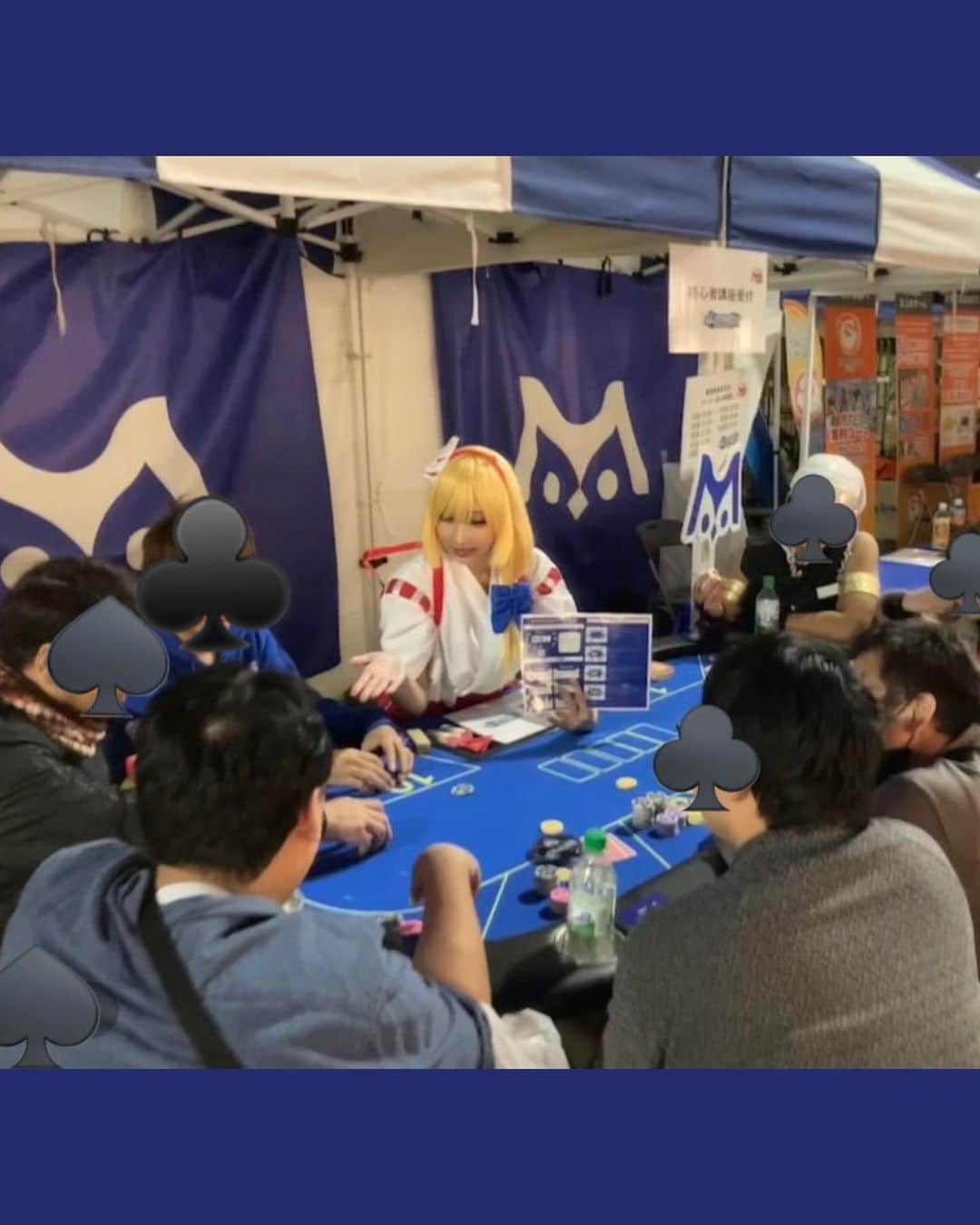 花咲来夢さんのインスタグラム写真 - (花咲来夢Instagram)「広島県福山市の、フクヤマニメといふイベントのエムホールデムブースにてポーカー体験会🃏♣️を開催したよ！ たくさん足を運んで頂きありがとうございますた♦️  めっちゃ楽しかったし 中高生の子たちや女の子にもたくさんいらしていただき、楽しいと言っていただけて嬉しかったなぁ🃏😙 ポーカーのルール教えるのめちゃくちゃ上手くなってしまったから、東京でもポーカー教えるお仕事積極的にやっていきたい😎♠️✨笑  エムホールデムプロデューサーのガイpさん（菅井さん）にも初めてお会い出来たし 憧れのセガサミーさん、エムホールデムさんで初めてお仕事させて頂けて嬉しすぎた🃏✨  ミスヤンチャン時代からの古参ファンの方も四国から初めて会いに来てくださったり、たくさんのフォロワ〜さんが会いに来てくれはって、ほんまにありがとうございますた😎♥️♥️♥️  初めての広島最高だった😁！  #エムホールデム #ポーカー #福山 #広島」10月23日 14時36分 - raimu_charlotte