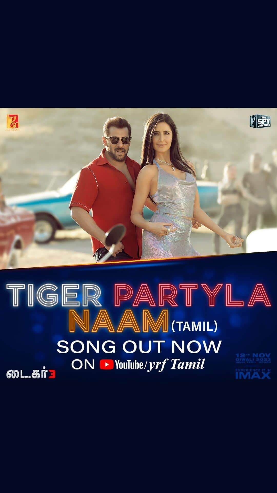 カトリーナ・カイフのインスタグラム：「போடுறா Music-அ! வெளிவந்தது #TigerPartylaNaam பாடல்... *Link in bio*  #Tiger3 உங்கள் அபிமான திரையரங்குகளில் நவம்பர் 12 முதல்.  Podra Music-ah! Velivandhadhu #TigerPartylaNaam paadal  #Tiger3 ungal abimana thiraiyarangugalil november 12 mudhal. Releasing in Hindi, Tamil & Telugu.   @beingsalmankhan | @therealemraan | #ManeeshSharma | @yrf | @ipritamofficial | @madhankarky | @bennydayalofficial | @anushamani | @vaibhavi.merchant | @anaitashroffadajania | #AlviraKhanAgnihotri | @ashley_rebello | @darshanjalan | #YRF50 | #YRFSpyUniverse」