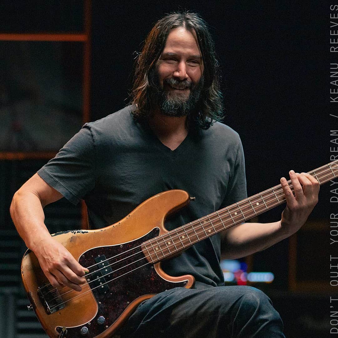 Fender Guitarのインスタグラム：「We love Keanu as much as Keanu loves playing music. 🧡  What was your favorite moment in his Don’t Quit Your Daydream episode? If you haven’t watched it yet, head to the link in our bio.」