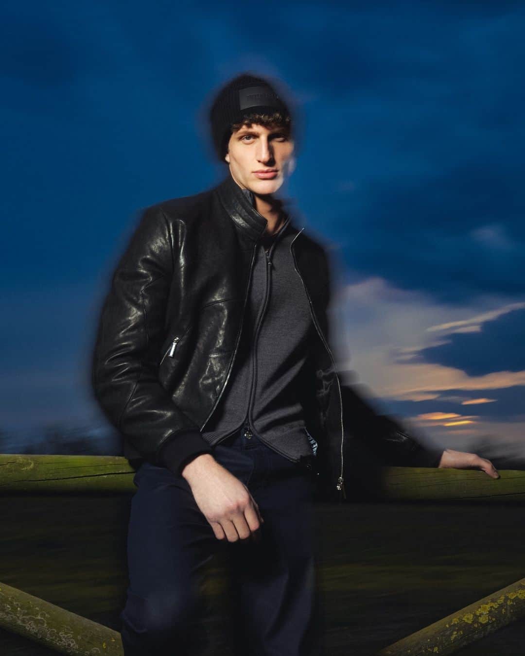 ダーク ビッケンバーグのインスタグラム：「The leather bomber jacket you didn’t know you needed, it’s Bikkembergs’. #FW23」