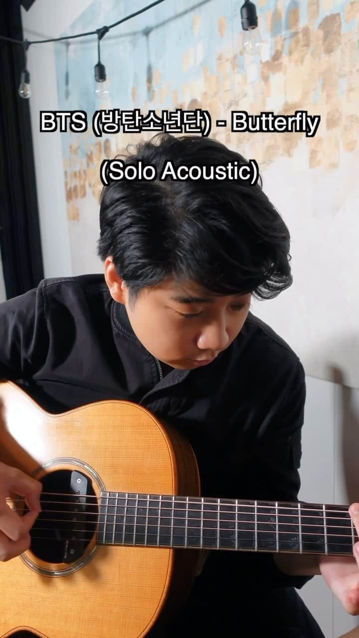 Eden Kaiのインスタグラム：「BTS (방탄소년단) - Butterfly⁣ ⁣ Solo Acoustic Guitar Cover ⁣ ⁣ ⁣ #bts #防弾少年団 #バンタン #비티에스 #방탄소년단 #bts_butterfly #acousticguitar #アコースティックギター #アコギ #fingerstyle #fingerstyleguitar」