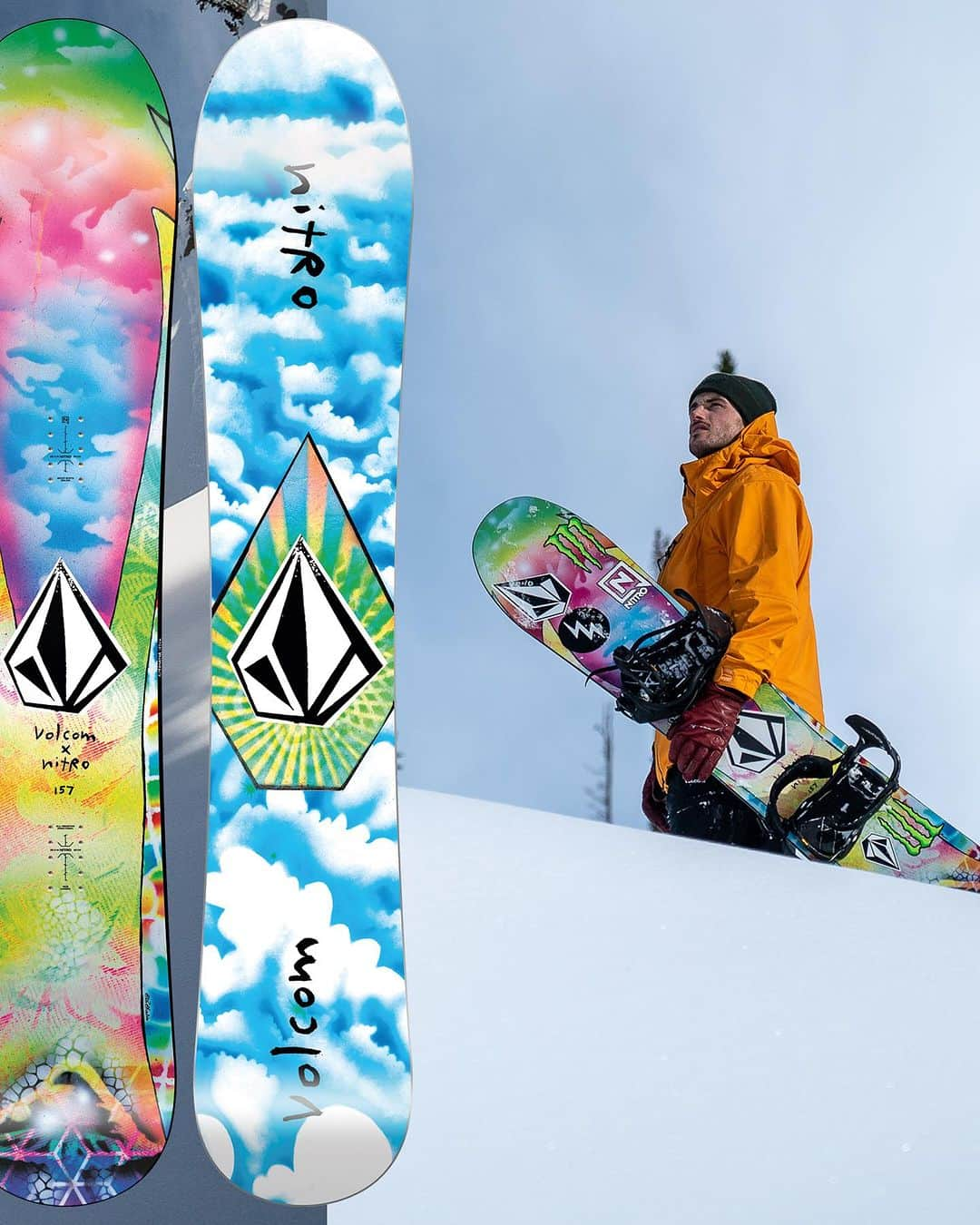 VolcomJapanさんのインスタグラム写真 - (VolcomJapanInstagram)「@volcom x @nitro_snowboards -Alternator Nitro TeamとVolcomの経験豊富なライダーの意見を取り入れ、バックカントリーでもクリエイティブなライディングを楽しめるように開発されたAlternator(オルタネーター）。ディレクショナルシェイプのこの板は、高速時の安定性と滑走性の高さを持ち、幅広いノーズからはディープパウダーでも浮力を得やすく、地形での扱いやすさにも優れ、圧雪面でもしっかりとキレるオールラウンドボードとなっている。VOLCOMフィーチャードアーティストコレクションでも知られるエアブラシアーティスト「スター・シールズ」とのコラボレーションデザイン。  @torgeirbergrem    #TrueToThis #volcom #volcomjapan #ボルコム #volcomsnowcollection」10月24日 8時00分 - volcomjapan