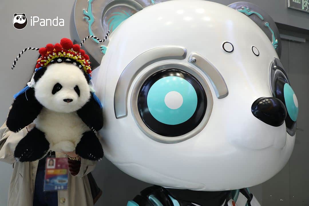 のインスタグラム：「Our sweet broadcaster Hua Hua made a new friend at the 81st World Science Fiction Convention in Chengdu - Kormo, the mascot, an imaginative and futuristic giant panda. 🐼 🐼 🐼 #Panda #iPanda #Cute #2023ChengduWorldCon #CutestPandaToy  For more panda information, please check out: https://en.ipanda.com」