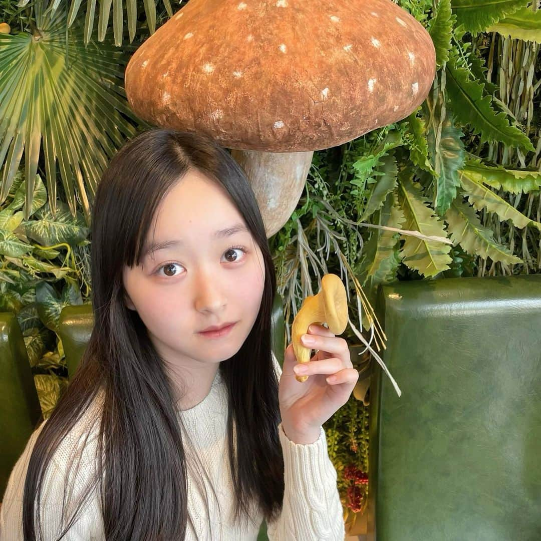 高木凜汐さんのインスタグラム写真 - (高木凜汐Instagram)「美味しいきのこ鍋を食べてきました！！！   店内もきのこだらけでかわいい🍄 きのこのスープが優しい味で、つけダレの胡麻が香り高くてすごく美味しかった🥲💗   きのこと野菜が沢山食べれてヘルシーにおなかいっぱいにできるから罪悪感がちょっと減った( ˶'-'˶)   サラダはヨーグルトとチアシードのドレッシングでだいすきないちごが乗ってたのも嬉しかった🫶🏻 きのこ卵かけご飯は黒トリュフを目のまえですってくれて香りでお腹空きますっ！   全部めちゃくちゃ美味しくて体にもいいからまた行きたい♡♡    #きのこ  #きのこ鍋  #鍋  #シャングリラズシークレット」10月23日 20時31分 - rio_0126_