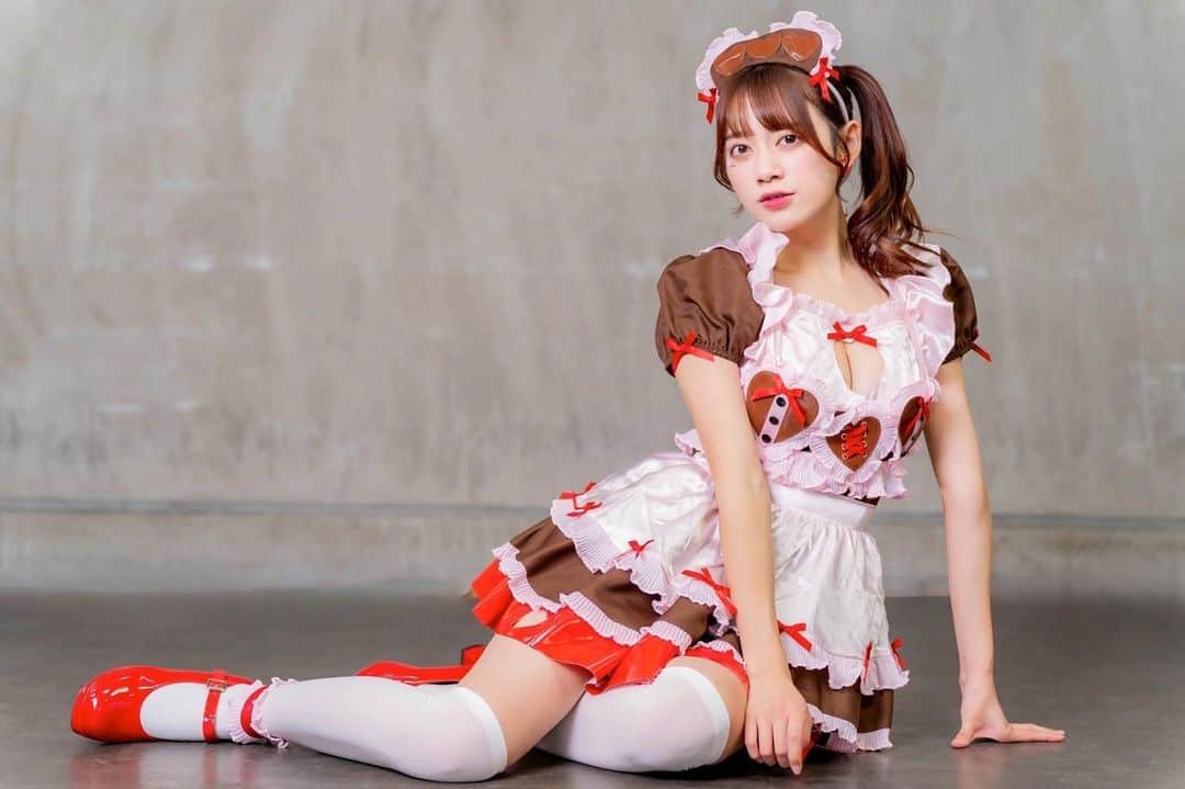 広山楓のインスタグラム：「メイドさんです🍫🎀 お帰りくださいませご主人様🫶  #アイドル #idol #偶像 #グラビア #寫真偶像 #撮影会 #撮影会モデル」
