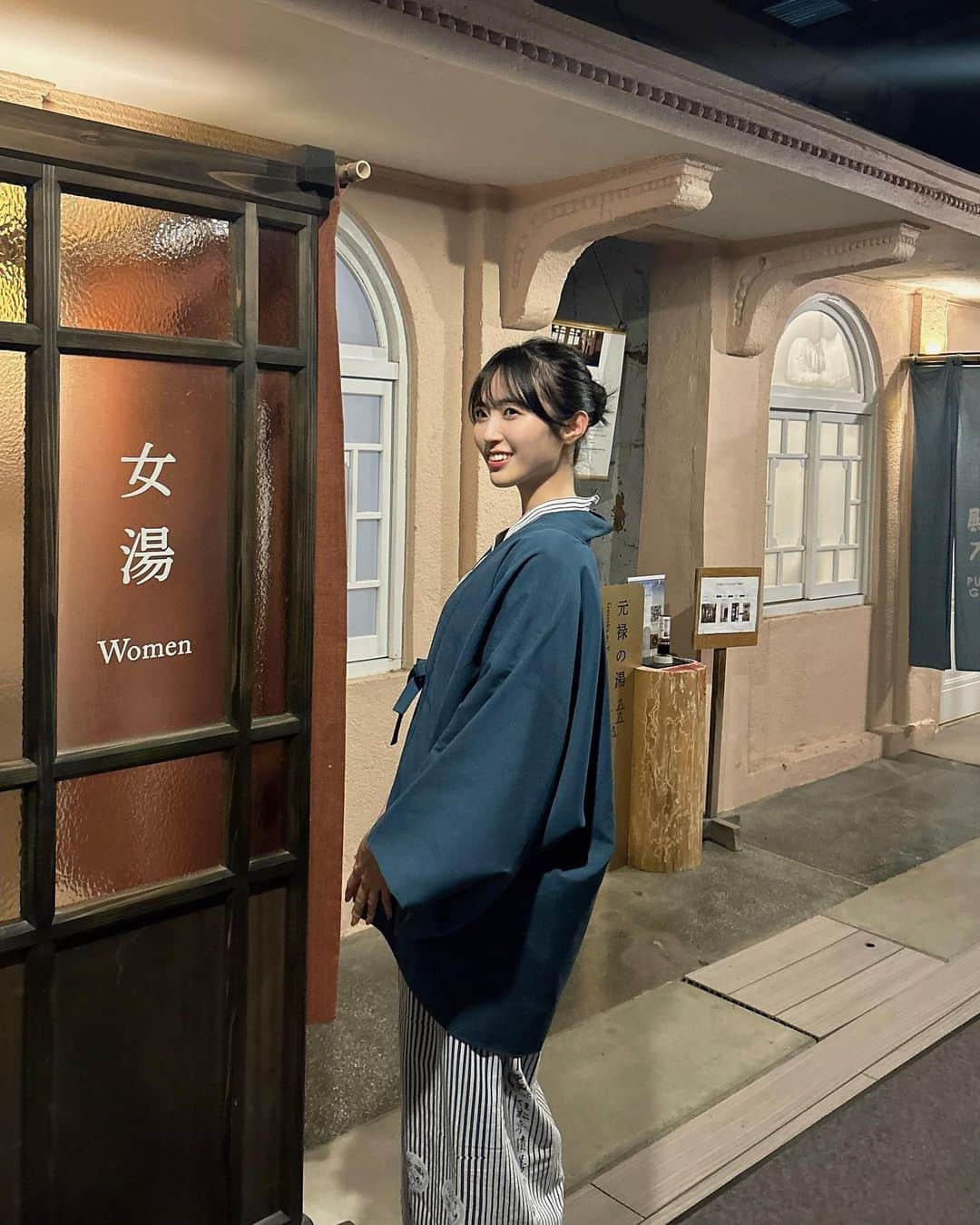 中野優香のインスタグラム：「いい湯でした♨️  浴衣ってテンションあがる👘  #温泉#温泉旅行#温泉旅館#温泉女子#群馬#群馬観光#群馬旅行#積善館#積善館本館#四万温泉#四万温泉積善館」