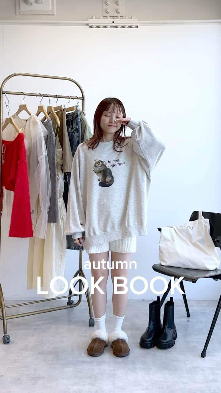 w closetのインスタグラム：「【autumn look book】  "かわいい♡と思ったらいいね" _______________  秋の新作が続々と入荷中♡  オンラインショップはプロフィールTOPのURLから ご覧いただけます → @wclosetwearsinc  _______________  #wcloset#ダブルクローゼット#wclo_snap#トレンドアイテム#カラーコーディネート#秋ファッション#秋コーディネート#コーディネート#差し色コーデ#秋コーデ#カジュアルコーデ#トレンドコーデ#大人カジュアルコーデ#20代コーデ#秋トレンド#着回しコーデ#ブラウンコーデ#カーディガンコーデ#カーディガン#ロングブーツ#デニムコーデ#デニム#赤コーデ#スウェット#スウェットコーデ#秋靴#秋アウター#アウター#アウターコーデ#シアートップス」