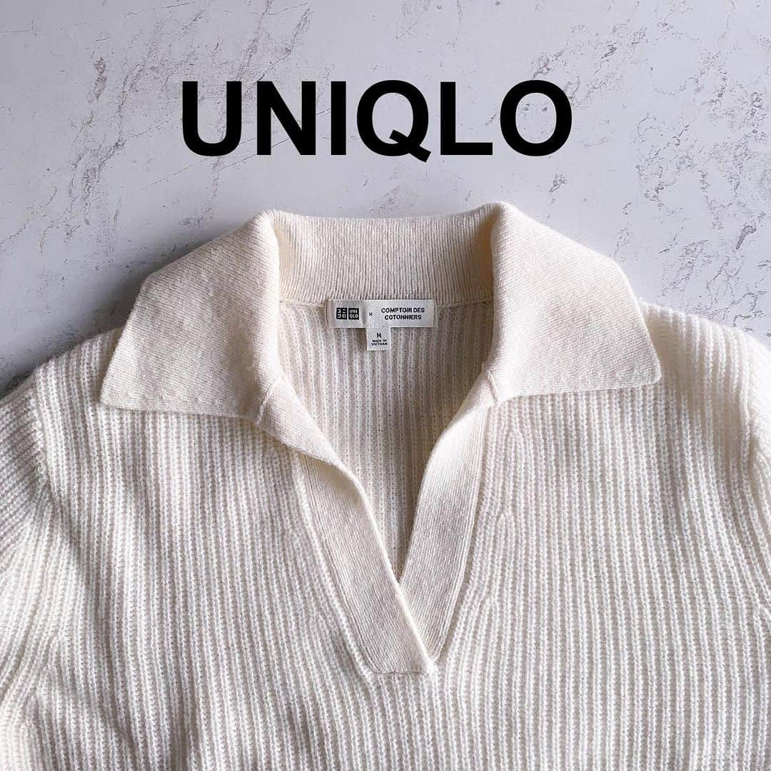 aiaiのインスタグラム：「UNIQLOのポロセーターが可愛い♡  UNIQLO and COMPTOIR DES COTONNIERS  襟付きでコンパクトなのに適度なリラックス感のある シルエットで着たら自然と襟抜きしたみたいになる。  着丈も短くて出して着てもバランス取りやすいです。  サイズはLサイズにしましたー。  タックワイドパンツも履きやすくて良い✨  @uniqlo_with  @uniqlo_jp  @uniqlo  #プレミアムラムポロセーター #ポロニット  #ポロセーター　#ユニクロニット #ユニクロのニット  #uniqlo #ユニクロ #ユニクロコーデ #uniqlo2023fw #ニットコーデ #秋コーデ #秋服 #秋服コーデ #秋カラー」