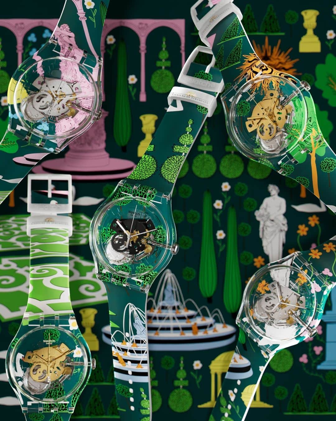 Swatchさんのインスタグラム写真 - (SwatchInstagram)「Get lost in the lush and iconic gardens of Château de Versailles with this Swatch X You design that depicts the palace grounds in all their splendor ⛲ #SwatchxYou」10月23日 23時00分 - swatch