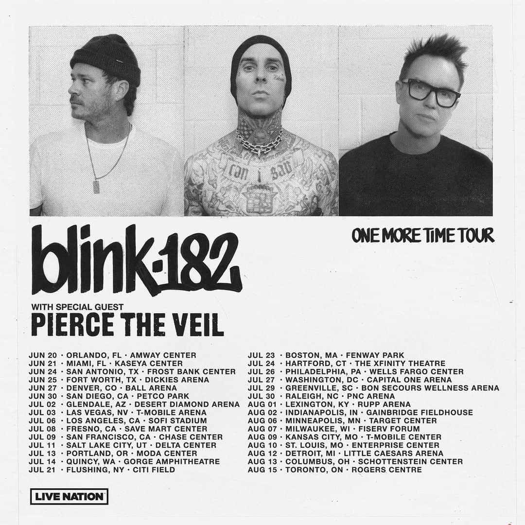 blink-182さんのインスタグラム写真 - (blink-182Instagram)「ONE MORE TIME! 2024 tour featuring special guest Pierce The Veil.🤘 Get tickets Friday 10/27 at 10am local. blink182.com」10月23日 23時04分 - blink182