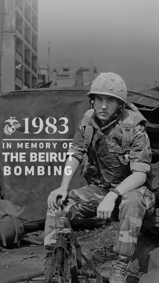 のインスタグラム：「40 years ago today, 220 Marines, 18 Sailors, and 3 Soldiers were killed in a bombing at the United States Marine Corps barracks in Beirut, Lebanon.    The Marines were part of a multinational force of troops from the US, UK, France and Italy intent on fostering peace during the Lebanese Civil War. 58 French servicemen were also killed in the bombing.   The sacrifice of our service members and the heroic efforts by Marines in the aftermath of the attack will never be forgotten.   Fair Winds and Following Seas  📷 (U.S. Marine Corps Video by Sgt. Aldo Sessarego)」