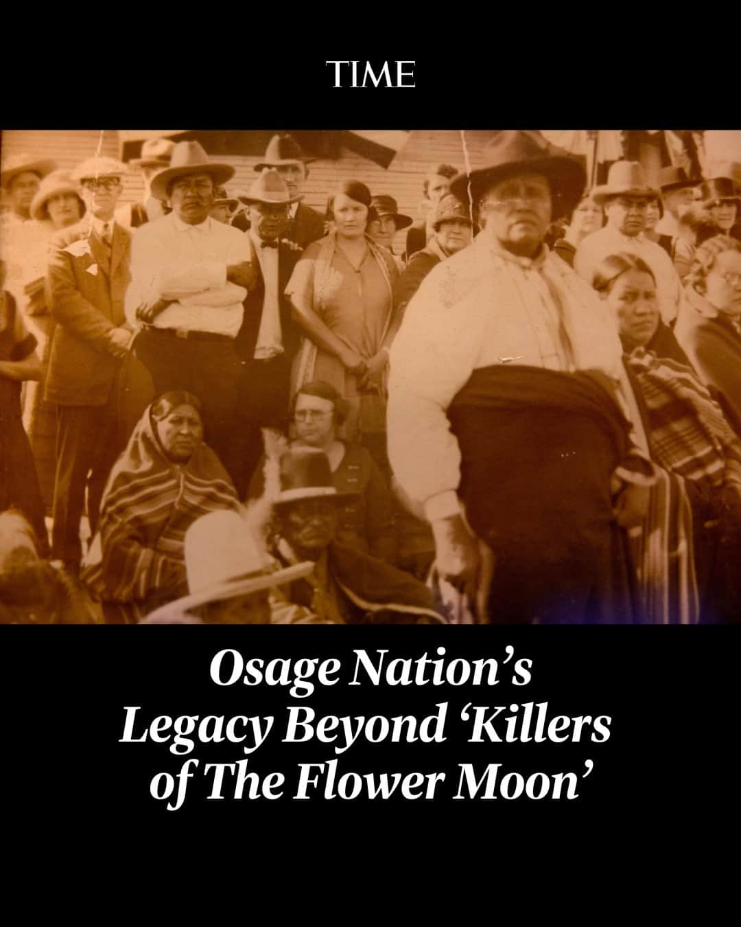 TIME Magazineのインスタグラム：「"Any story of the Osage Nation today," writes Jean Dennison, "of course, must describe the legacy of Osage trauma that arose from a long history of settlers taking our land, tearing apart our families, trying to eliminate our language and culture, overthrowing our government, not fulfilling treaty promises, swindling and murdering Osages, and fighting against our rights to govern our land."  In an essay for TIME, Dennison—who is a citizen of the Osage Nation—says that it's vital to tell stories that highlight Indigenous agency, voices, and complexity.  At the link in bio, find out what #KillersOfTheFlowerMoon doesn't show about Osage Nation's legacy.  Photograph by Pascal Maitre—Panos Pictures Panos/Redux」