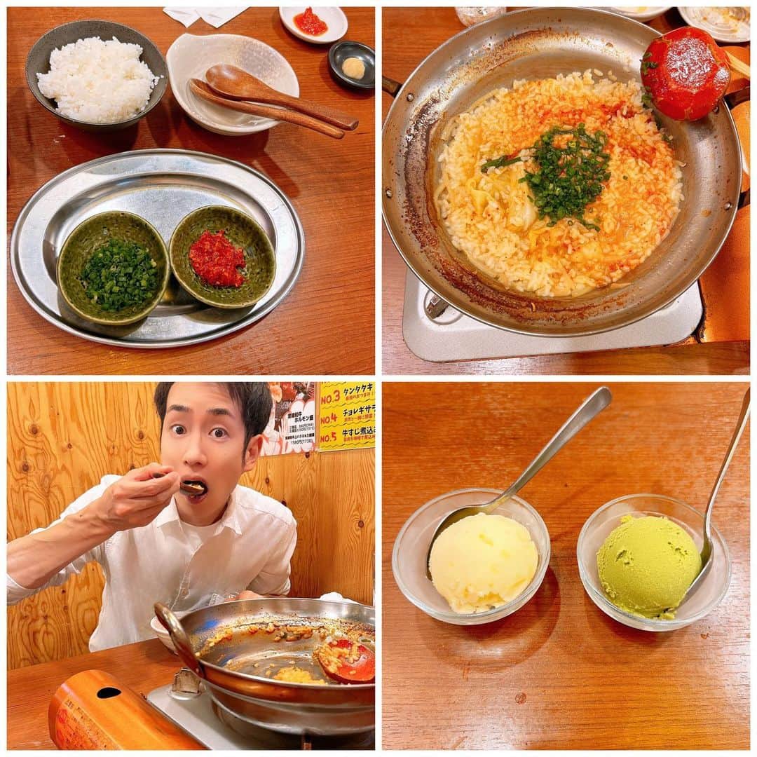 三宅裕貴さんのインスタグラム写真 - (三宅裕貴Instagram)「#PR 岡山県岡山市北区柳町にある京もつ鍋ホルモン朱々 岡山柳町店のコースメニュー『炭火焼肉と京もつ鍋のコース』を食しに伺いました。  京もつ鍋ホルモン朱々 岡山柳町店まで徒歩2分のコインパーキングに駐車しました。京もつ鍋ホルモン朱々 岡山柳町店の付近には、コインパーキングが点在しています。  店内に入り、予約席に座り、ドリンクは、おろしりんごソーダ(カメラマンのタカヒロさんは、ジンジャエール)を注文しました。すっきり美味しかったです。(テンション上がってきました。)  豆もやしは、味がしっかり付いていながら、さっぱりの味で美味しかったです。(今回もとてもしゃきしゃきでびっくりしました。一気に食欲がそそられました。) キムチ盛りのカクテキ、キムチ、オイキムチは、素材の味が分かり酸味と甘味も感じられて美味しかったです。(益々食欲がそそられました。豆もやしとキムチ盛りを全部食べてしまいました。)  炭火焼き焼肉の最初の肉は、牛上タンで、上品で美味しかったです。 宮崎牛上カルビは、程良く脂がのって、あまり噛まなくても食べれるお肉で美味しかったです。 赤身サガリ(ハラミ)は、やわらか赤身肉で美味しかったです。 石見ポークトントロは、サクッと歯切れ良くて程よく脂がのって美味しかったです。 宮崎牛上ハツは、ハツが歯切れが優しく食べやすく美味しかったです。 宮崎牛上赤センは、脂がのってかみごたえあり美味しかったです。  ※全体を通して上品な脂に感じ、すっきり食しました。  京もつ鍋は、白味噌スープ、たっぷり野菜、ホルモンの鍋でした。しっかり味で、ヘルシーで、ホルモンが柔らかくて美味しかったです。 〆は、チャンジャ雑炊、チーズ雑炊、中華麺の中から、チャンジャ雑炊を選びました。スープもご飯もチャンジャもマッチングしまくりで美味しかったです(この日の状態は、お腹いっぱいになってきたところでしたが、余裕で食べれました。)  本日のデザートは、バニラ、抹茶、ゆずシャーベット、黒ごまアイスの中から、ゆずシャーベットを選択しました。すっきり美味しかったです。  お料理ランキングとコース料理のメニューを載せました。 『炭火焼肉と京もつ鍋のコース』もご検討下さいませ。  ▷ @shushu_yanagimachi  #岡山京もつ鍋 #岡山焼肉 #岡山居酒屋 #岡山ディナー #岡山グルメ #岡山柳町 #岡山 #okayama #岡山市北区 #岡山市 #京もつ鍋 #柳町焼肉 #柳町居酒屋 #柳町ディナー #柳町グルメ #柳町 #yanagimachi #京もつ鍋 #kyomotsunabe  #焼肉 #yakiniku  #肉日和 #居酒屋 #japanesestyledinnerbar #ディナー #グルメ」10月23日 23時32分 - yuhkimiyakeevo