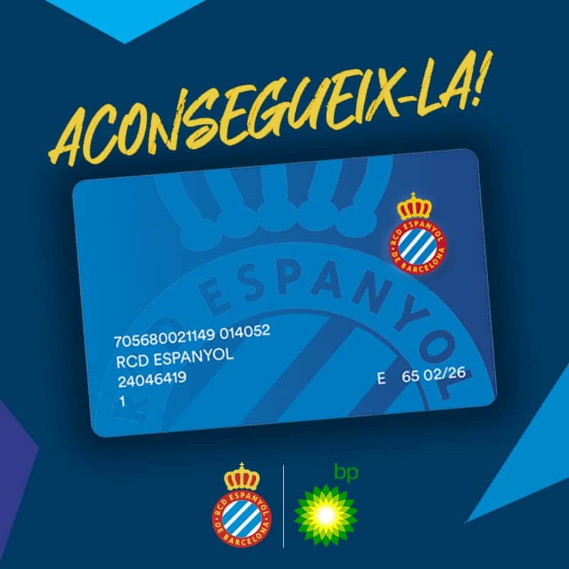 RCDエスパニョールのインスタグラム：「⛽️ Si ets soci #RCDE, aconsegueix la teva targeta @bp_espana!  🥳 Els tres socis que més litres repostin amb la targeta tindran premi:  🥇 Abonament gratuït de la propera temporada 🥈 2 entrades VIP + Experiència VIP + samarreta temporada 24/25 🥉 Samarreta temporada 24/25」