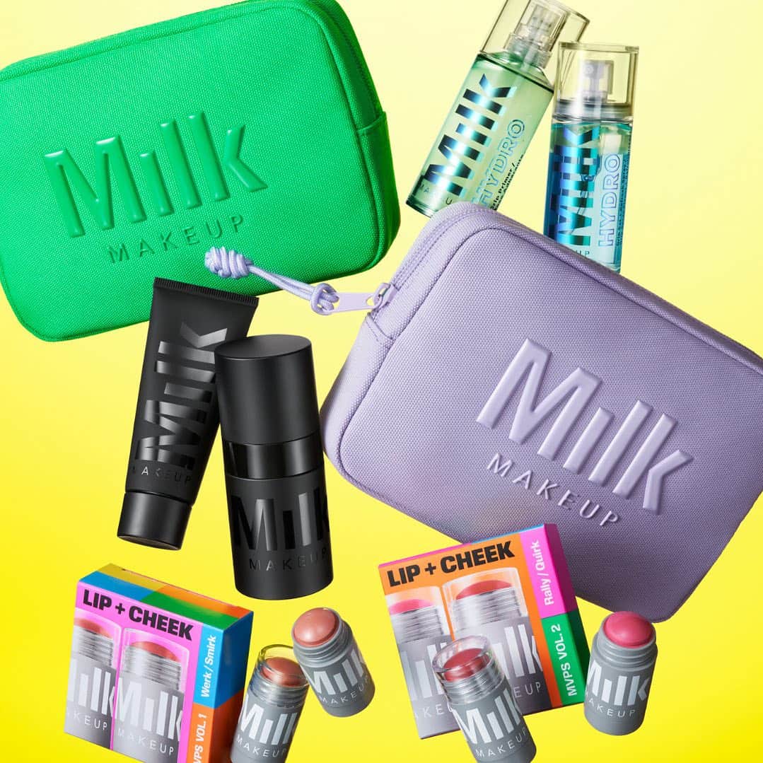 Milk Makeupのインスタグラム：「It's that time of year! Gift-giving season is fast approaching and whether you’re on the hunt for your friends, your fam, or yourself, we’ve got everything you need to make gift shopping fun and done (and with some MAJOR savings) 🤑🎁   🖤 HYDRO GRIP + GLOW SET Hydrating Primer + Setting Spray 🖤PORE ECLIPSE MATTE + BLUR SET Mattifying Primer + Setting Spray $40 — $62 Value!  🖤LIP + CHEEK MVPs VOL. 1 Full Sized Werk (dusty rose) and Smirk (dusty rose shimmer) 🖤LIP + CHEEK MVPs VOL. 2 Full Sized Rally (mauve pink shimmer) and Quirk (spiced rose) $25 — $48 Value」
