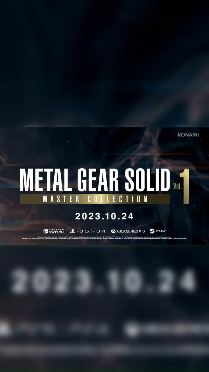 KONAMIのインスタグラム：「METAL GEAR SOLID: Master Collection Vol. 1 is available October 24, 2023, for Nintendo Switch™, PlayStation®5, PlayStation®4, Xbox Series X|S, and Steam®  Watch the new launch trailer now! 🫡🐍  #MetalGearSolid #MetalGear #Konami」