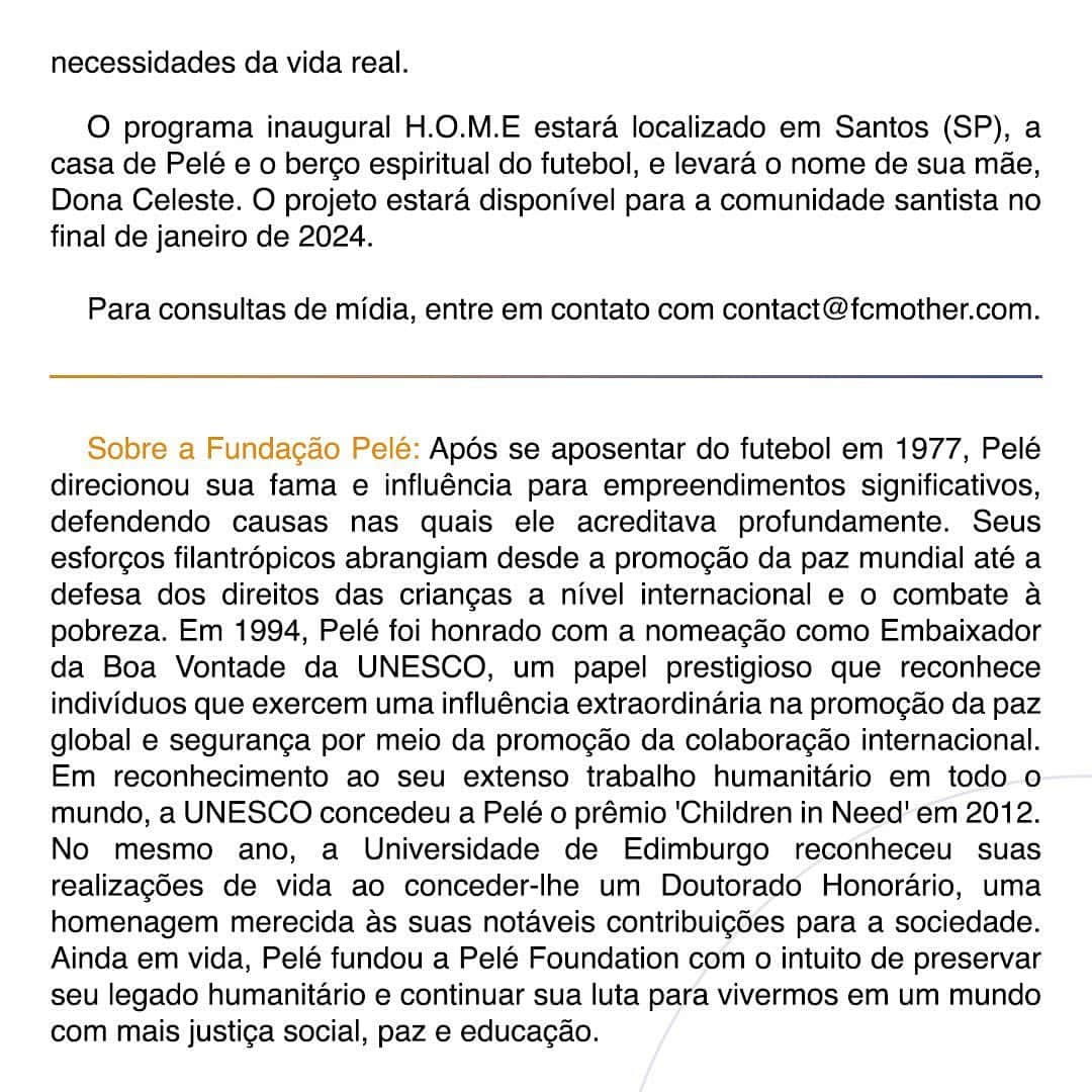 ペレさんのインスタグラム写真 - (ペレInstagram)「On Pelé’s 83rd Birthday, FC Mother and the Pelé Foundation Unite to Co-Develop the First Platform to Heal our Mothers through the Beautiful Game. . No 83º aniversário de Pelé, o FC Mother e a Pelé Foundation se unem para desenvolver a primeira plataforma de bem-estar do mundo, projetada para benefício e suporte de nossas mães através do Jogo Bonito.」10月24日 3時10分 - pele