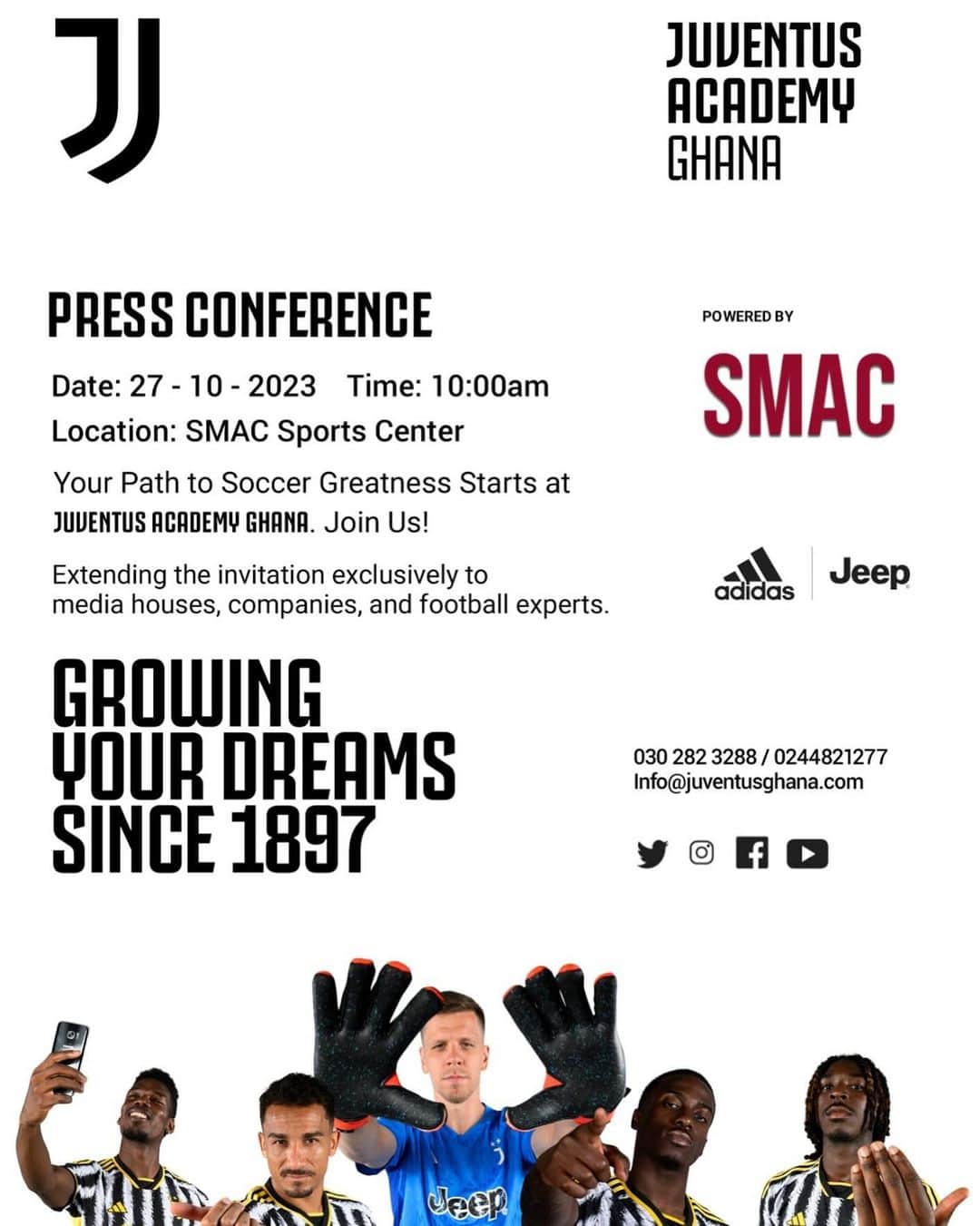 クワドォー・アサモアのインスタグラム：「Join us at Juventus Academy Ghana, where soccer excellence awaits at SMAC Sports Center at 10:00 AM. Are you ready?  #Juventus #juventusacademyghanalunch #juventusacademyghana #football」