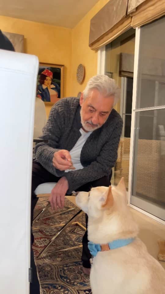 Ebiのインスタグラム：「. جیگر برای جیگر! اینم حال و روز همین الان و داستان همیشگی ما موقع شام با @pushkinhb ❤️」