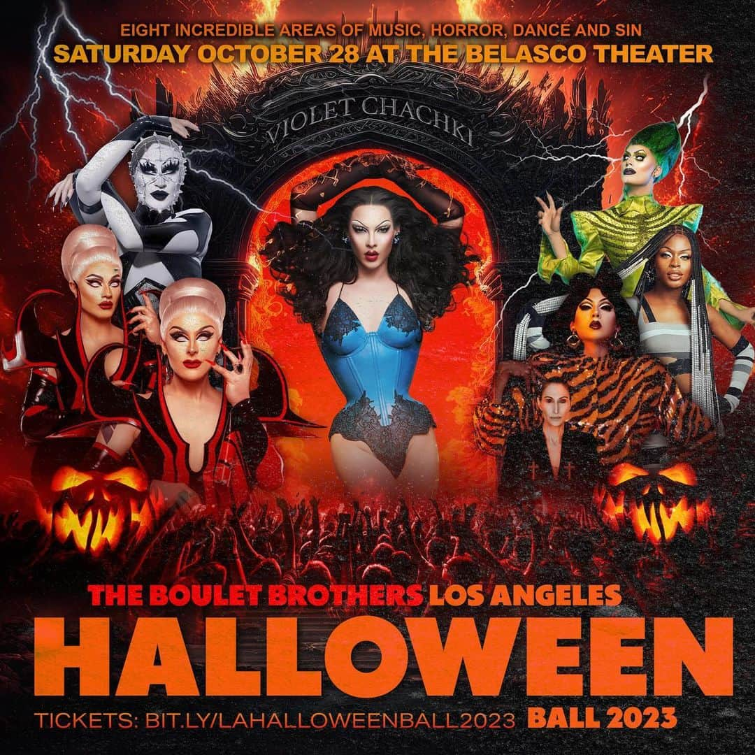 ヴァイオレット・チャチキのインスタグラム：「Let’s get spooky! Be sure to join us this Saturday night 10/28 for the Boulet Brothers Los Angeles, Halloween ball!   https://bit.ly/LAHALLOWEEN2023  (https://bit.ly/LAHALLOWEEN2023)」