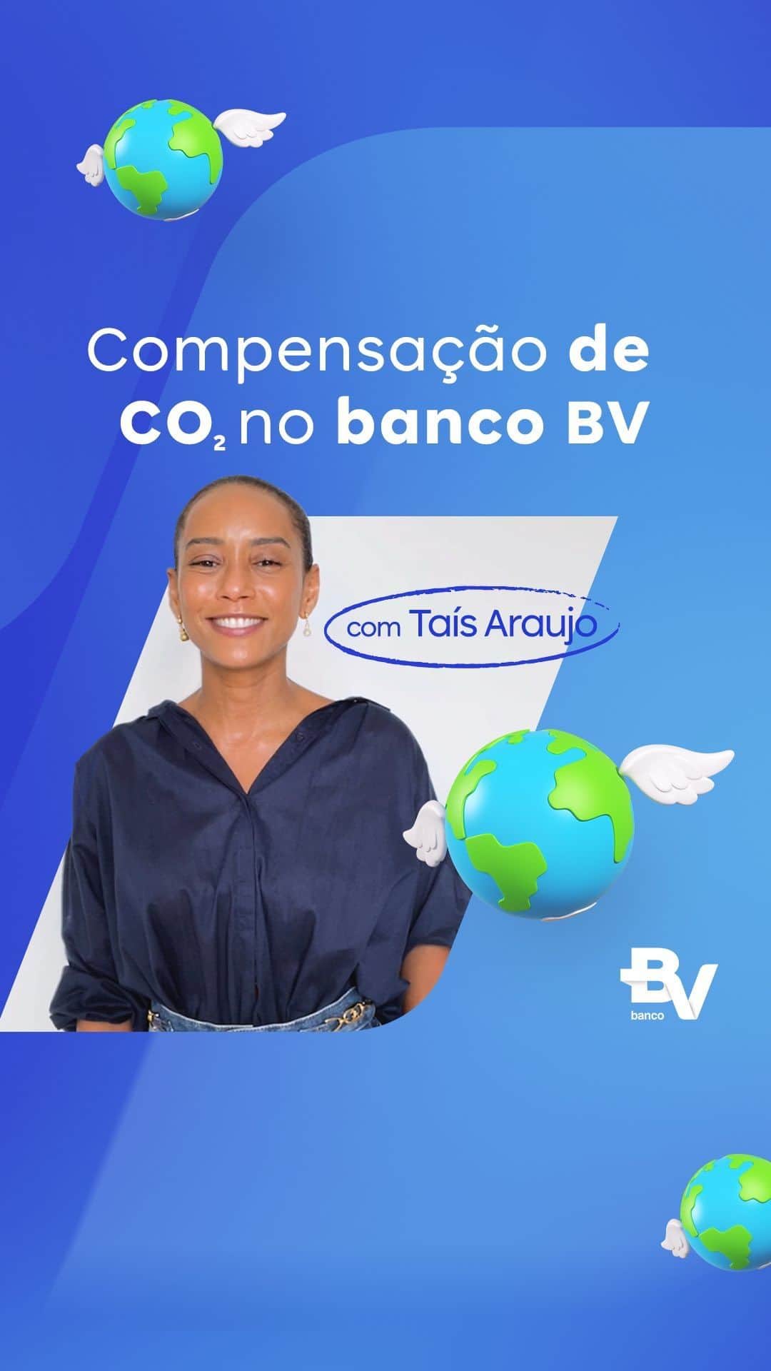 Tais Araújoのインスタグラム：「Olha quem tá de volta: @bancobv + @taisdeverdade! Assista o vídeo e veja como o banco BV, líder em financiamento de veículos, realiza a compensação de CO2 dos veículos financiados. Comenta aí!  #LeveParaAVida 💙  #PraCegoVer #PraTodosVerem: A Tais Araújo, mulher negra, de cabelo preso, com uma blusa azul e calça jeans, em um fundo branco. Durente o vídeo, surgem textos na tela, como: “Olhar para práticas mais sustentáveis e pro nosso futuro.”; “Compensam 100% do CO2 emitido.”; “Comenta aí pra gente”. No final, temos uma tela azul, com o logo do banco BV no centro, com ilustrações de um planeta e o texto: “Leve para a vida.”💙」