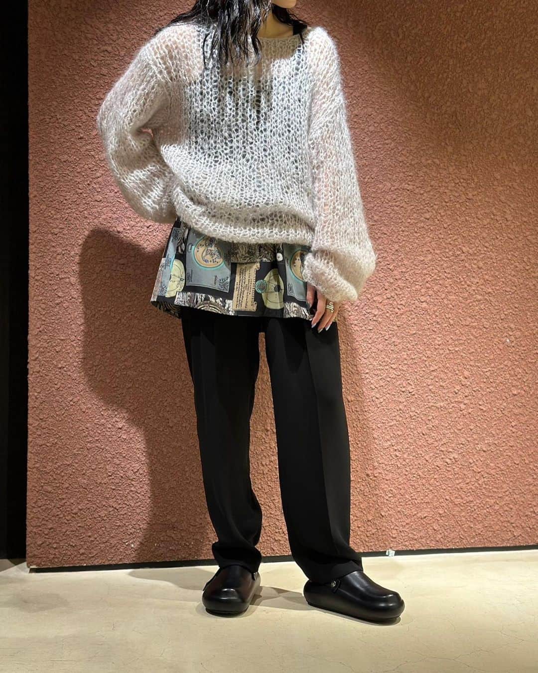 6(ROKU) OFFICIALのインスタグラム：「-  6 mohair hand knit ¥25,300- tax in  6 new georgette tuck Ⅱ ¥20,900- tax in  #roku」