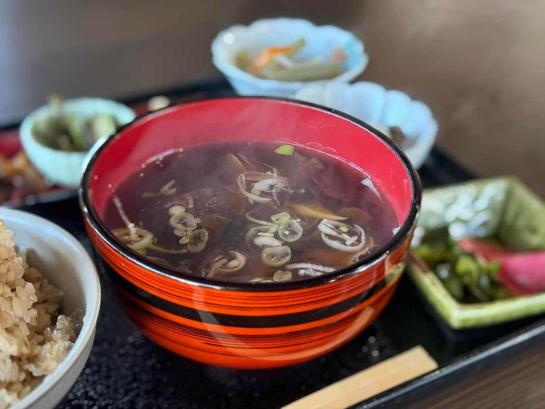 野口克也のインスタグラム：「きのこ汁定食。」