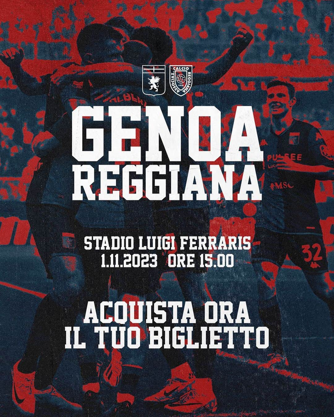 ジェノアCFCのインスタグラム：「⚽️ I biglietti per #GenoaReggiana sono acquistabili sul nostro sito ufficiale, nei punti vendita abilitati @vivaticket_it e al Ticket Office di via al Porto Antico 4  🎃 𝕻𝖗𝖔𝖒𝖔 𝕳𝖆𝖑𝖑𝖔𝖜𝖊𝖊𝖓 🕷️   🔮 #GenoaReggiana: fino al 27/10 fase di prelazione riservata ai soli abbonati per acquistare a prezzo agevolato i tagliandi della partita di #CoppaItaliaFrecciarossa   🎟️ Maggiori informazioni nelle stories 🔴🔵」