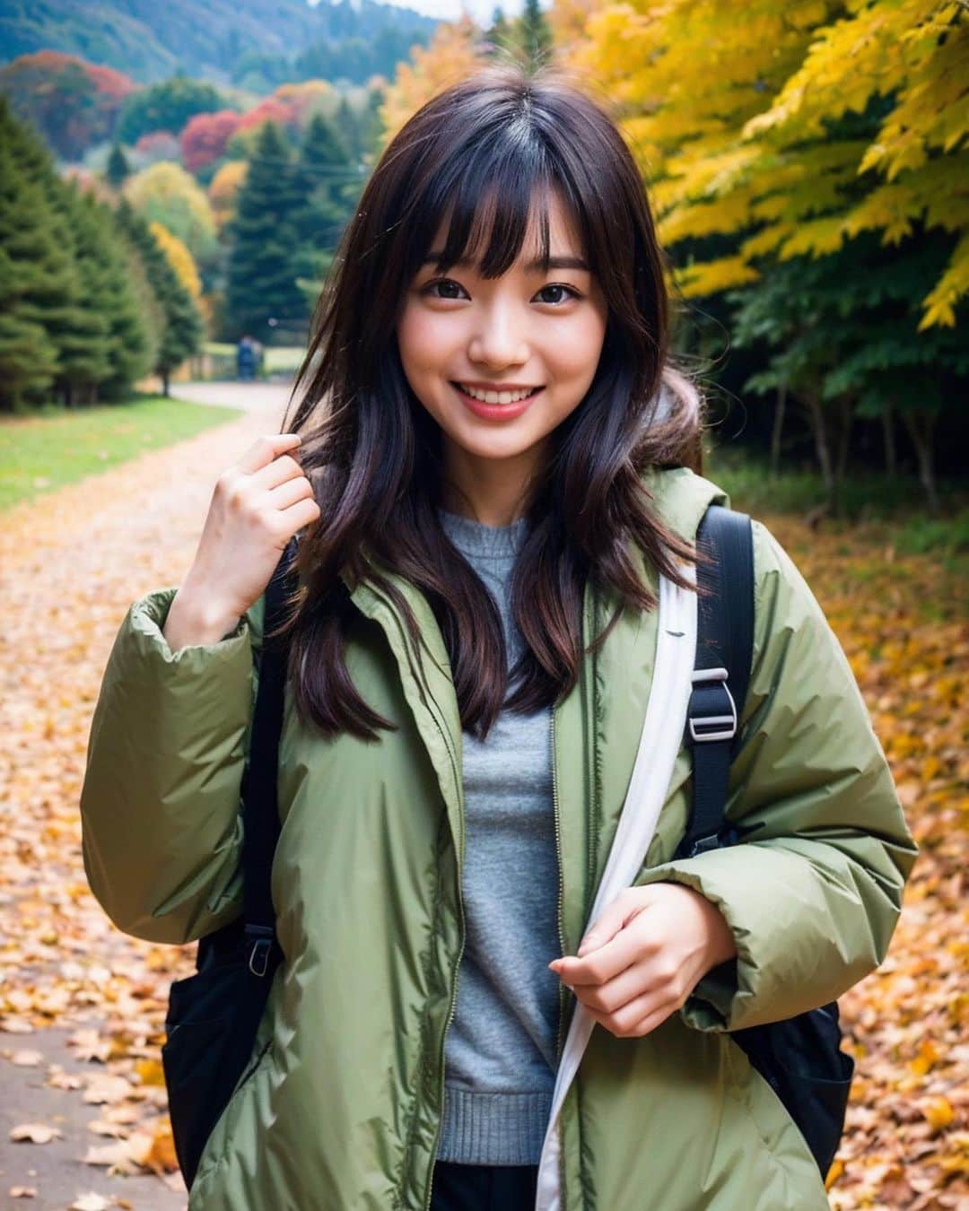 おおきなおともだち【AI美女】のインスタグラム：「秋の山っていいよね  #AIグラビア #AIイラスト #Alphoto #AI #aiphotography #AI美女 #kawaii #AIArtworks #brav5 #aiart #beauty #山ガール」