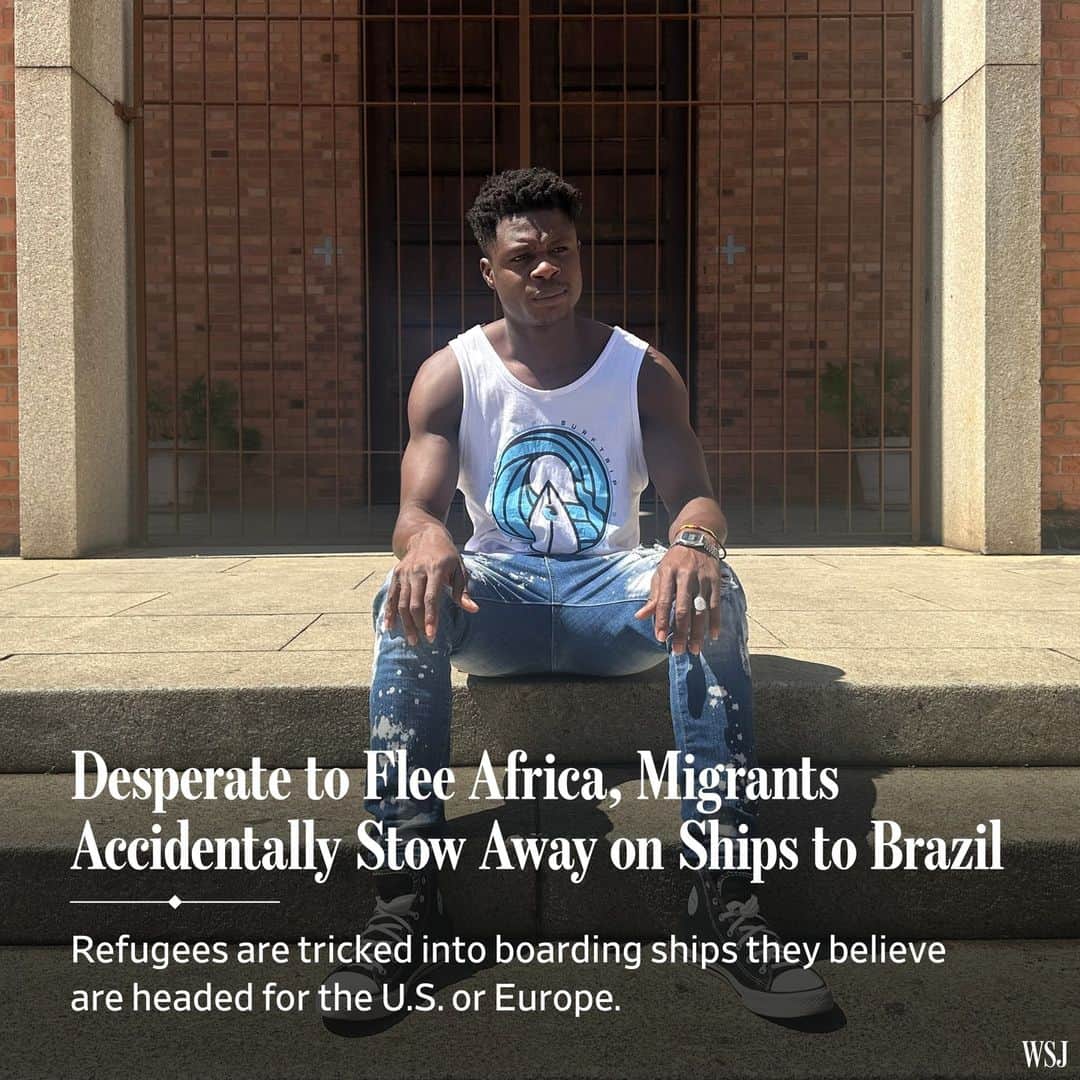 Wall Street Journalのインスタグラム：「“Ever since I was a boy, I knew everything would be OK if I could just get to America.” ⁠ ⁠ Ghanaian refugee John Ekow boarded a vessel in July in the Ivory Coast with the prospect of making landfall in the U.S. There was just one problem: the ship was bound for Brazil.⁠ ⁠ Brazilian officials have been bedeviled by a new phenomenon: a small but growing number of African migrants who completed a perilous 2,000-mile journey from West Africa after sneaking onto cargo ships they believed were actually headed for Europe or the U.S.⁠ ⁠ Some African arrivals say criminal gangs and fishermen in West Africa tricked them into boarding the wrong ships, charging a small fee to hoist them aboard, including onto narrow platforms behind the ship’s rudder, according to researchers and authorities studying clandestine immigration. ⁠ ⁠ “I was gutted,” Ekow said, describing the moment the ship’s captain told him he was not in the U.S. but in Macapá, Brazil, where the Atlantic meets the Amazon River.⁠ ⁠ The 24-year-old and a friend boarded the ship in Abidjan with the help of a local fisherman. During the trip the men huddled together for warmth, rationing out tins of sardines and a bottled mush of cassava flour and water. By the third day, the food was gone. By the fifth, they ran out of water.⁠ ⁠ On the seventh day, the ship suddenly slowed down. Police officers at the port of Macapá said they could either go back to Africa or stay in Brazil and file for asylum, Ekow said. Both opted for the latter. His friend, who had brought a fistful of dollars with him, told Ekow he was going to try and trudge to the U.S.⁠ ⁠ A total of 234 migrants arrived in Brazil as stowaways between 2006 and 2017, almost exclusively from Africa, hidden in ships that docked in at least 15 different states along Brazil’s almost 5,000-mile coastline, according to the latest available data from the country’s navy. ⁠ ⁠ Read more at the link in our bio.⁠ ⁠ 📷: Samantha Pearson for @wsjphotos」