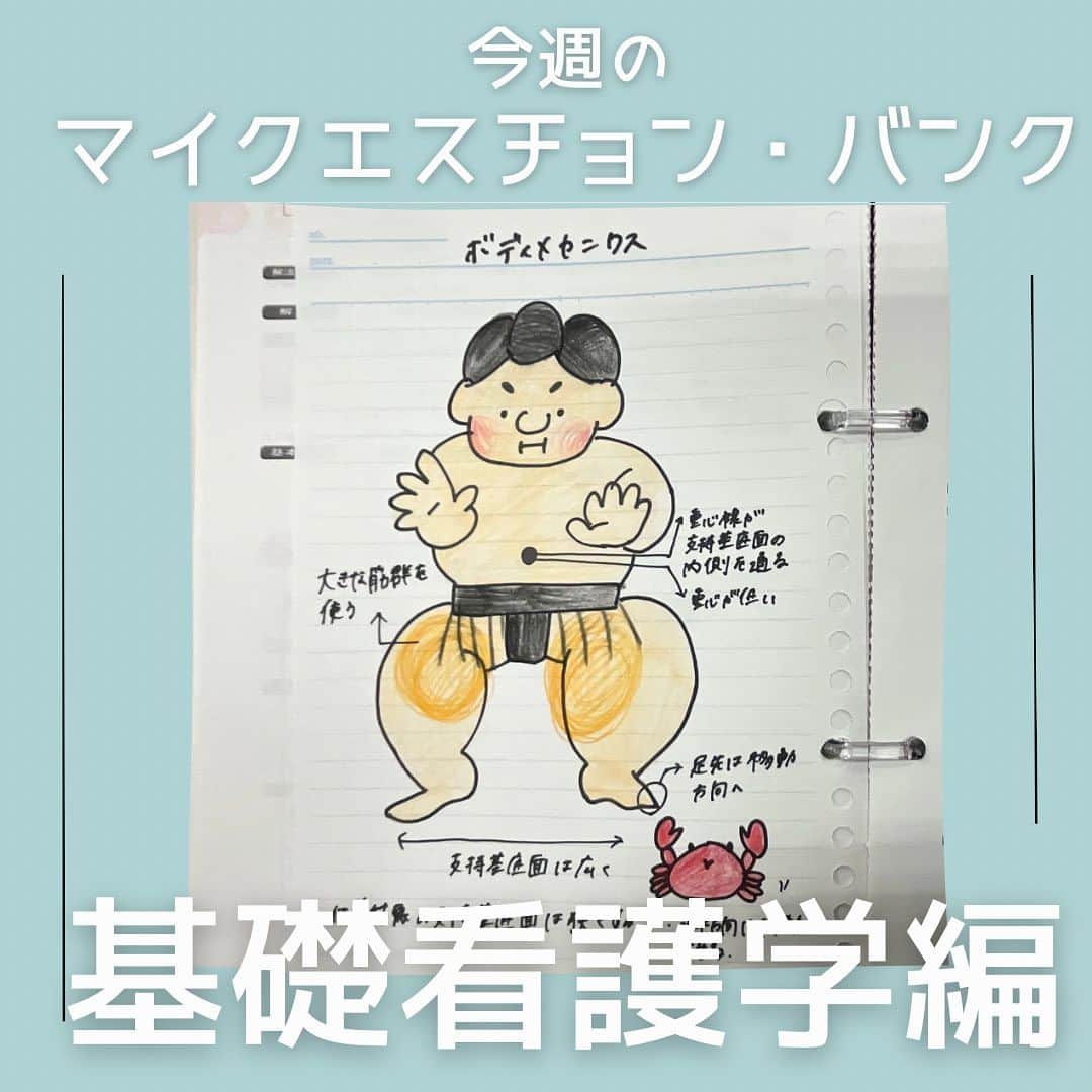 ネコナースのインスタグラム：「『今週のマイクエスチョン・バンク～基礎看護学編～』  こんにちは🍁  本日も投稿を見てくださってありがとうございます！  今回は〈基礎看護学編〉です🌱  看護師国家試験の頻出分野、第１位🥇がこの基礎看護学です！  他の分野の土台にもなるので、いまのうちに基礎看護学を得意分野にすることで得点UPに繋がります👀  先輩の勉強方法を覗き見してみましょう！  ▷マイクエスチョン・バンクとは？？ クエスチョン・バンクのページを切り取り，ルーズリーフなどにイラストや自分なりの解説を書き加え，理解を深めていく勉強法です📚 自分の弱点を克服できる，世界に一つだけのオリジナルクエスチョン・バンクを完成させましょう✨  #マイクエスチョンバンク #クエスチョンバンク  #QB #レビューブック#RB  #第113回看護師国家試験　#看護　#看護学生　#看護師」