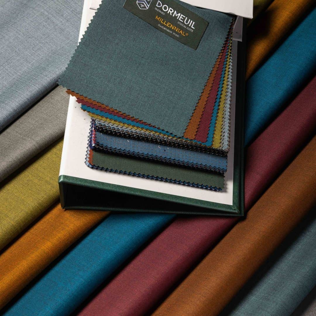 ドーメルのインスタグラム：「Dive into a world of endless possibilities and vibrant hues with our MILLENNIAL® Genesis collection  #dormeuil #luxurytailoring #tailormade #luxuryfabrics #bespoketailoring #luxurynaturalfibers #ethicalcloth #sustainablefashion #sustainableluxury #1842paris #MillennialGenesis」