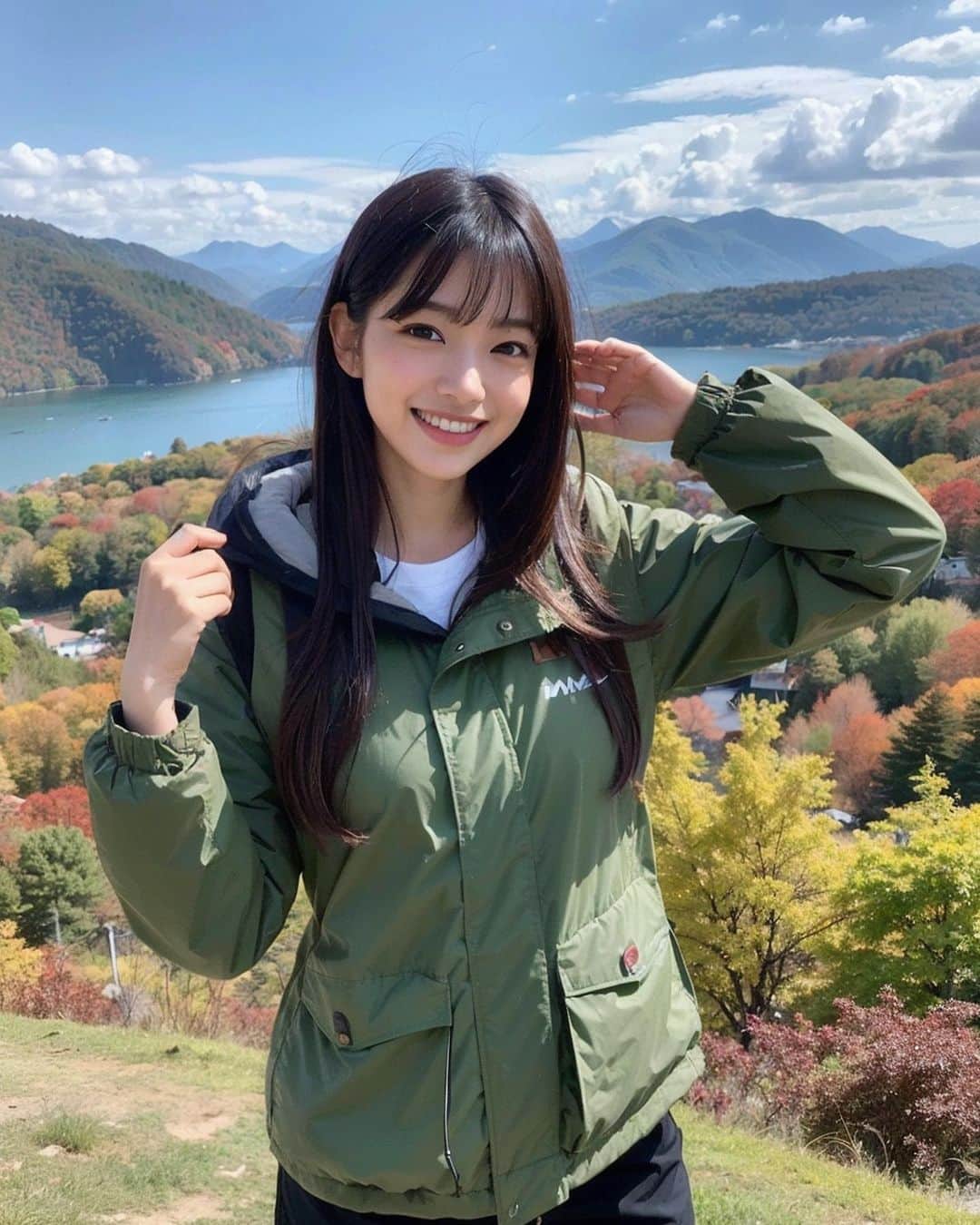 おおきなおともだち【AI美女】のインスタグラム：「今日もお疲れさまでした  #AIグラビア #AIイラスト #Alphoto #AI #aiphotography #AI美女 #kawaii #AIArtworks #brav5 #aiart #beauty #山ガール」