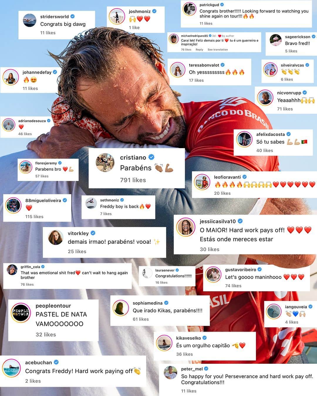 世界プロサーフィン連盟（WSL）のインスタグラム：「@fredericomoraiis is back on tour and we aren't the only ones excited about it. 👏」
