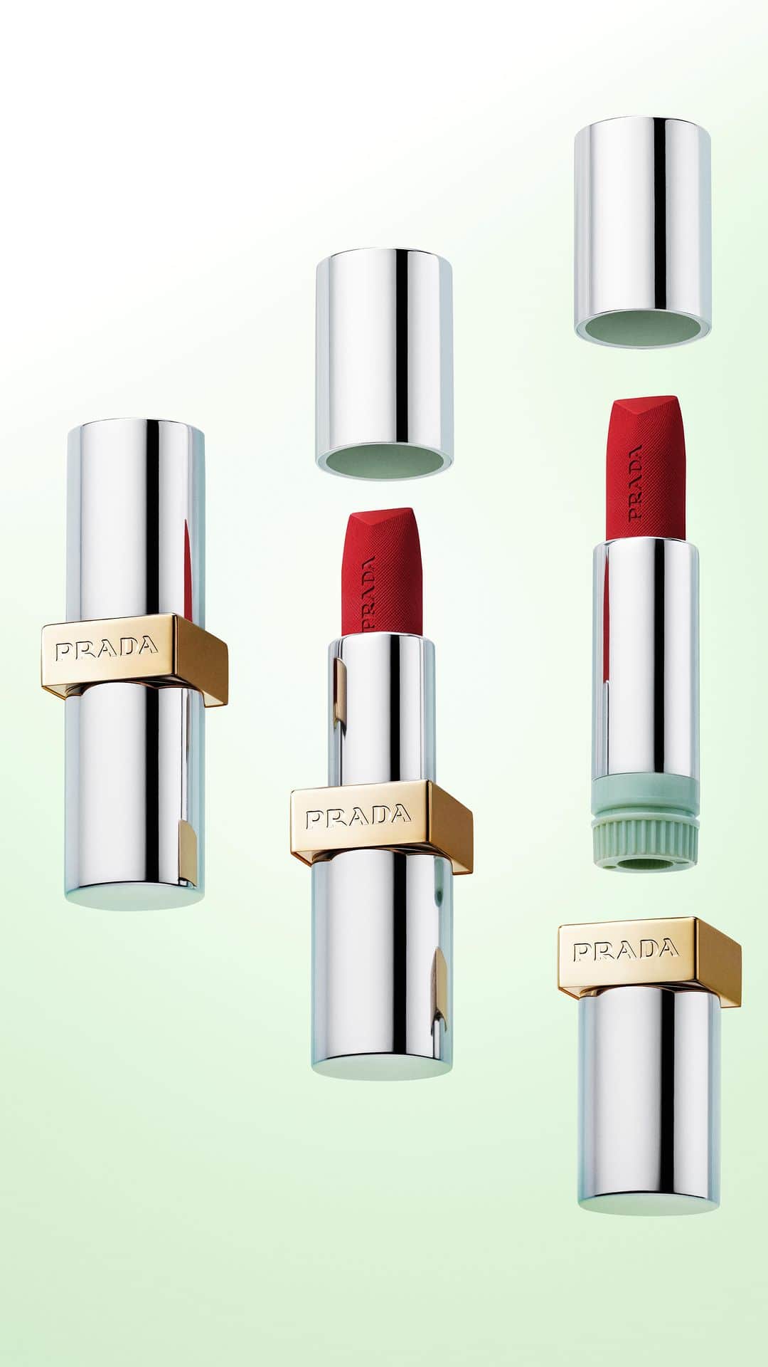 プラダのインスタグラム：「Designed to be refillable, #PradaMonochrome lipsticks by @PradaBeauty provide a long-lasting yet non-drying wear.  #RethinkingBeauty #PradaMakeup #PradaBeauty」