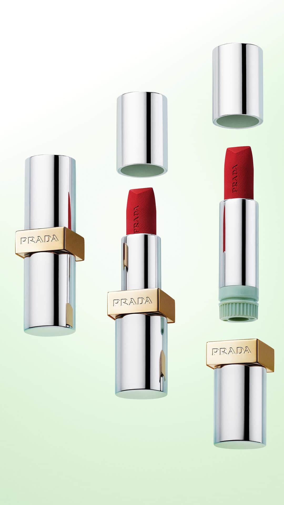 のインスタグラム：「Designed to be refillable, #PradaMonochrome lipsticks by @PradaBeauty provide a long-lasting yet non-drying wear.  #RethinkingBeauty #PradaMakeup #PradaBeauty」